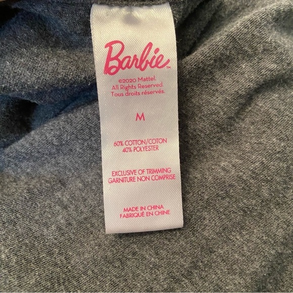 🛍️3/$30 Barbie Femme & fierce women’s grey t-shirt dress nightgown size medium - Picture 8 of 9